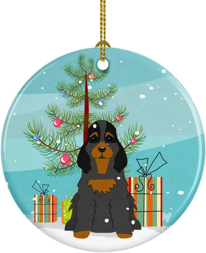 Miniatura 34 de Caroline's Treasures Adorno de cerámica para árbol de Navidad, Laika Spitz de Siberia Occidental, decoración colgante para árbol de Navidad