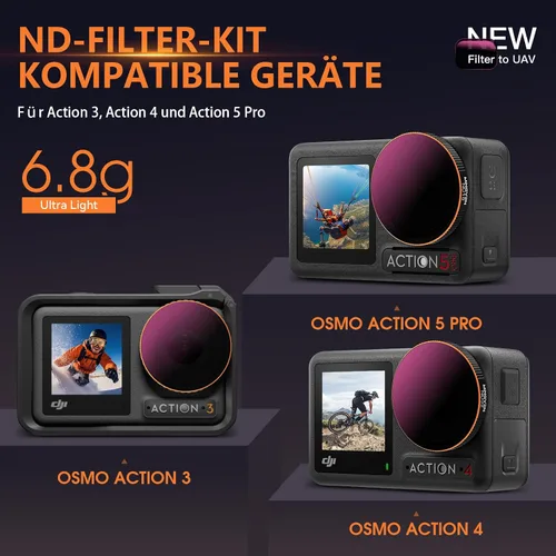 Miniatura 4 de Action 5 Pro - Juego de filtros ND CPL + ND para DJI Osmo Action 5 / Action 4 / Action 3, paquete de 4 (CPL, ND8, ND16, ND32)