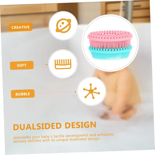 Miniatura 9 de Ipetboom Cepillo de baño sensorial de silicona para niño y niña, exfoliante de doble cara, peine de masaje suave para estimulación táctil
