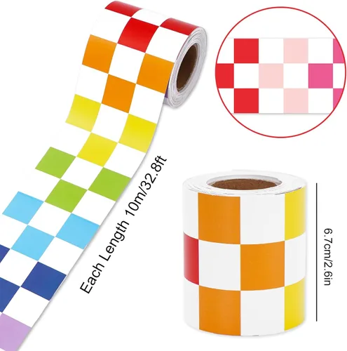 Miniatura 2 de Whaline Bordes de tablero de anuncios a cuadros de 32.8 pies, borde enrollado troquelado para decoración de pizarra de regreso a clases, oficina