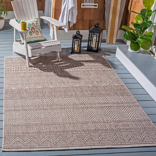 Miniatura 72 de SAFAVIEH Alfombra lavable para exteriores, colección Courtyard de 2.3 x 16 pies, color negro y gris, no desprende pelusa y de fácil limpieza, ideal