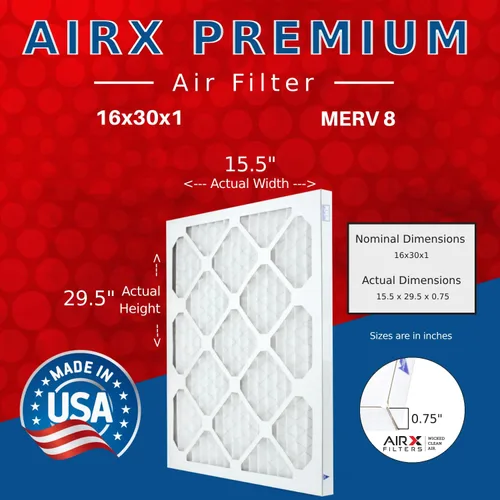 Miniatura 3 de AIRX FILTERS WICKED CLEAN AIR 16x30x1 MERV 8 Filtro electrostático plisado para aire acondicionado, paquete de 4 filtros HVAC para horno AC