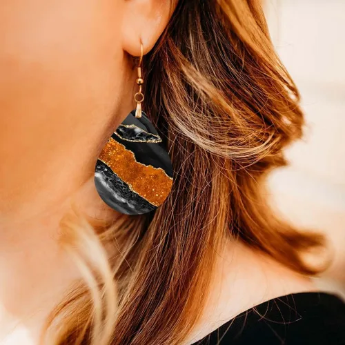 Miniatura 63 de Dangle Earrings for Women Colorful Dangling Drop Statement Jewelry Printed MDF Wood Teardrop Double Side Print Handmade by The Painted Pug