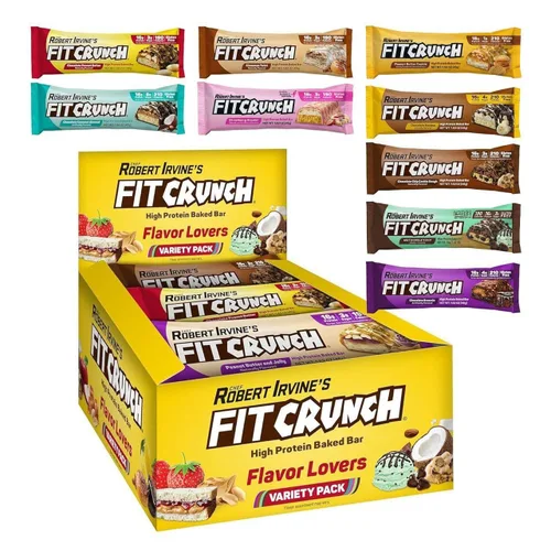 Miniatura 12 de FITCRUNCH - Barras de proteínas para aperitivo de tamaño snack, barra horneada de 6 capas, 4 g de azúcar, sin gluten y centro suave de pastel