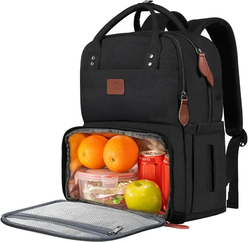 Miniatura 11 de MATEIN - Mochila para mujer con fiambrera, mochila de 17 pulgadas con compartimento refrigerado para contenedores de almuerzo, mochila grande