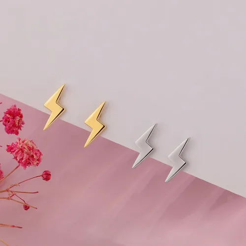 Miniatura 6 de Shcyee Aretes de plata de ley 925 con diseño de rayos para mujeres y hombres, hipoalergénicos, para uso diario, joyería de regalo