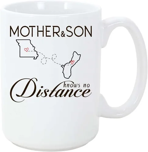 Missouri Guam Mug 15oz Long Distance - The Love Between Mother And Son Knows No Distance - Mother's Day Gift From Son State To State MO GU Mug