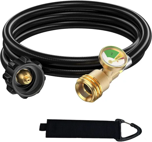 Miniatura 9 de Manguera de extensión de tanque de propano de 12 pies con indicador y adaptador de tanque de propano, para tanque de propano de 100 libras