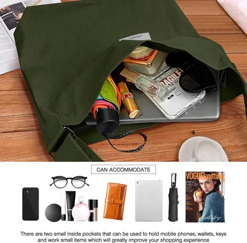 Miniatura 3 de Bolsos de hombro de lona para la escuela, estilo hobo universitario, bolsos de mano para estudiantes, bolsos casuales de compras, trabajo, bolsa