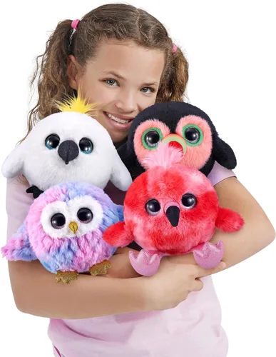 Miniatura 4 de Pets Alive Chirpy Birds (flamenco) de ZURU, mascota electrónica que habla, huevo sorpresa gigante, calcomanías, peine, arcilla esponjosa, peluche