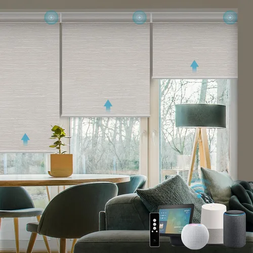 Miniatura 74 de SmartWings Persianas Motorizadas con Sombras para Ventana Control Remoto Funciona con Thread Apple Homekit Z-Wave Alexa 100% Blackout de Doble Cara