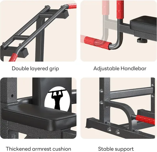 Miniatura 4 de SogesPower Power Tower - Barra de dominadas multifunción para gimnasio en casa, altura ajustable, barra de inmersión, equipo de entrenamiento
