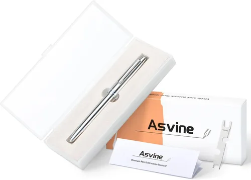 Miniatura 4 de Asvine J16 Pluma estilográfica de titanio sólido Jowo Plumín fino Relleno de pistón, diseño de ventana de tinta con llave inglesa y caja de pluma