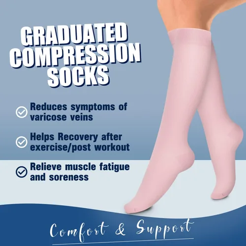 Miniatura 30 de Laite Hebe 4 pares de calcetines de compresión para mujeres y hombres, el mejor apoyo para enfermeras, correr, atletismo