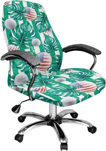 Miniatura 17 de Green Leaf - Fundas para sillas de oficina en casa, fundas elásticas para sillas de escritorio de computadora, respaldo alto, universales, fundas
