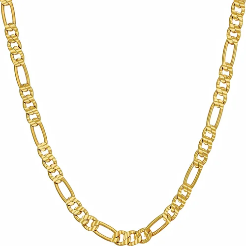 LIFETIME JEWELRY Collares de cadena Figaro con corte de diamante suizo de 0.177 in y 0.236 in, chapado en oro real de 24 quilates
