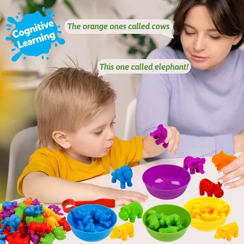 Miniatura 7 de Juguete de contar animales, juegos a juego con cuencos de clasificación, juguetes de clasificación para niños pequeños, actividades de aprendizaje