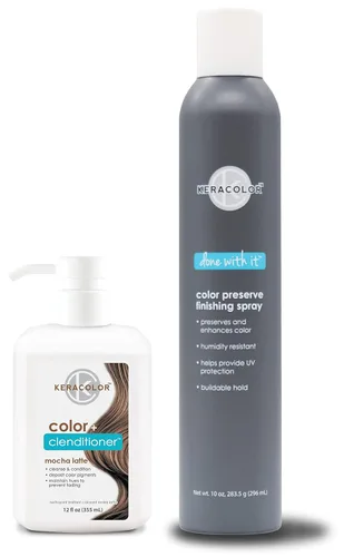 Miniatura 20 de KERACOLOR Kit de 3 en 1 (Limpieza + Acondicionador + Color) Tinte semipermanente azul para el cabello y acabado en aerosol para el cabello, 10 onzas
