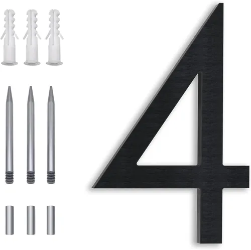 Miniatura 31 de Números Reflectantes de 8 Pulgadas para Dirección en Casa, Números de Casa Modernos de Metal Negro para Dirección en la Calle, Números de Casa