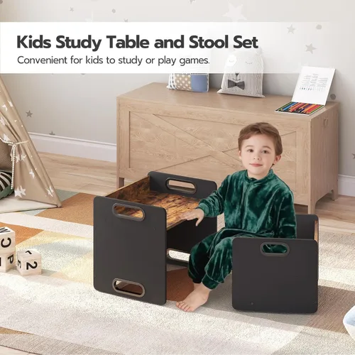 Miniatura 2 de HOOBRO Juego de mesa y silla de destete, juego de mesa y silla para niños, muebles para niños de 1 a 3 años, mesa y silla para niños para leer