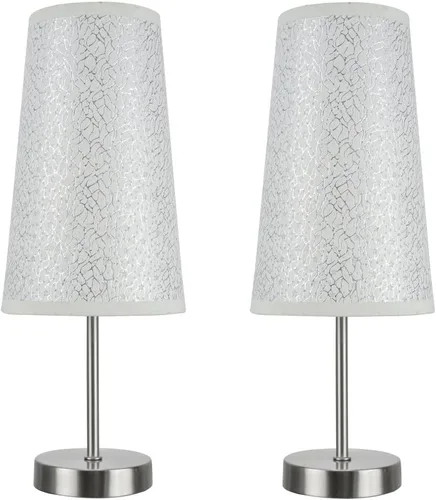Miniatura 7 de Aspen Creative 40084-2, juego de 2 lámparas de mesa con 1 candelabro, diseño contemporáneo en níquel satinado, 14 1/4 pulgadas de alto, rojo