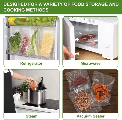 Miniatura 7 de Moretoes Bolsas selladoras al vacío, 6 rollos de bolsas de vacío de 11 pulgadas x 20 pies para almacenamiento de alimentos, rollos de bolsas