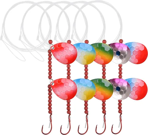 Walleye Spinner Rig Kit, 5/10 unidades de arnés sobre orugas Walleye Walleye pesca señuelo aparejos de cebo vivo equipos de cebo en vivo Colorado