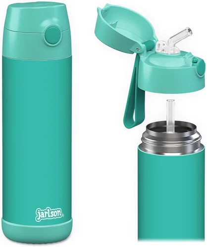Miniatura 15 de Jarlson® CHARLI - Botella de agua para niños [12 onzas], botella térmica de acero inoxidable con pajilla, botella de agua aislada a prueba