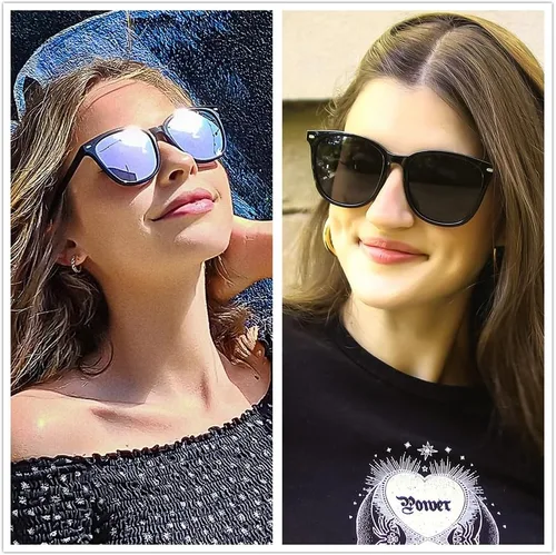 Miniatura 42 de FIMILU Paquete de 2 lentes de sol polarizados para mujer, lentes de protección UV400, montura grande, lentes de moda, elegantes