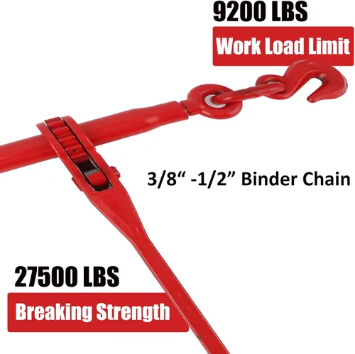 Miniatura 5 de Carpeta de cadena de 3/8" -1/2", cadenas de 3/8" × 10 pies con 1 carpeta y 1 cadena, grado 70, carpeta de carga para cadena de carpeta con gancho