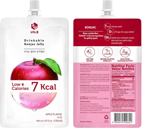 Miniatura 3 de JELLY B Gelatina de Konjac Bebible (10 paquetes de 5.1 fl oz) – 0 gramos de azúcar, solo 6 kcal cada paquete (Manzana)