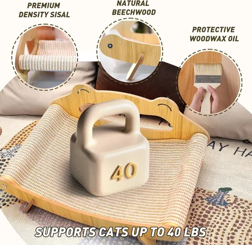 Miniatura 4 de Cama Rascador Extra Grande para Gatos de Interior – Almohadilla de Sisal Gigante Curvada para Rascar, Sillón Tumbona para Gatos, Poste Rascador