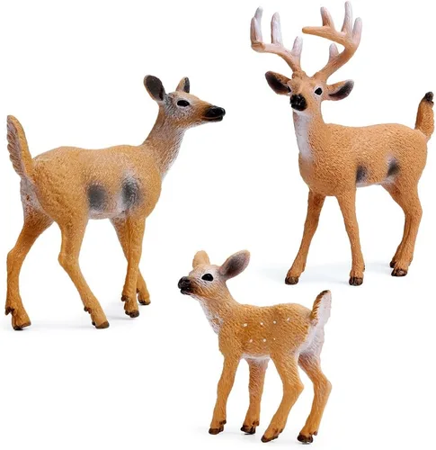 Miniatura 7 de UANDME Figuras de Animales del Bosque, Figuras de Criaturas del Bosque, Adornos en Miniatura para Tartas (Familia de Ciervos, Zorro, Conejo, Ardilla)