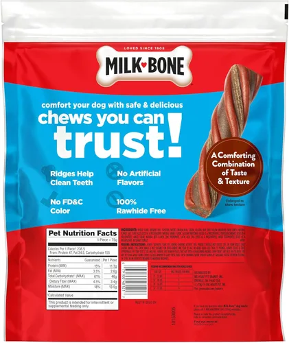 Miniatura 8 de Milk-Bone - Masticables de confort, golosinas para perros sin piel dura con textura masticable única y carne de vacuno real, 16 masticables, fáciles