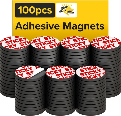 Imanes flexibles redondos hiperadhesivos con respaldo adhesivo, (100 puntos magnéticos de 0.8 x 0.08 pulgadas) para pizarra blanca, nevera,