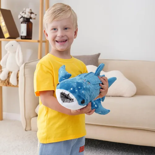 Miniatura 3 de Mukouxun 47 cm Tiburón Ballena de Peluche Tiburón Ballena de Peluche para Niños Almohadas de Peluche de Tiburón Ballena Muñeca de Ballena Azul