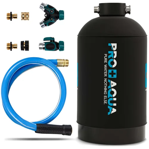 PRO+AQUA Suavizante de agua portátil de 16,000 granos para RV, remolques, barcos, lavado de autos móvil, lavado a presión, protege los sistemas de