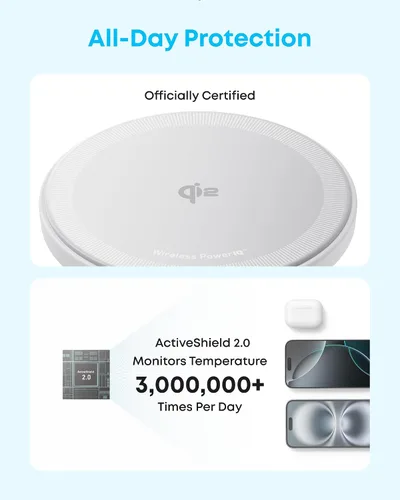 Miniatura 4 de Anker Zolo - Cargador inalámbrico magnético, certificado Qi2 de 15 W, almohadilla de carga inalámbrica compatible con MagSafe, para iPhone Blanco