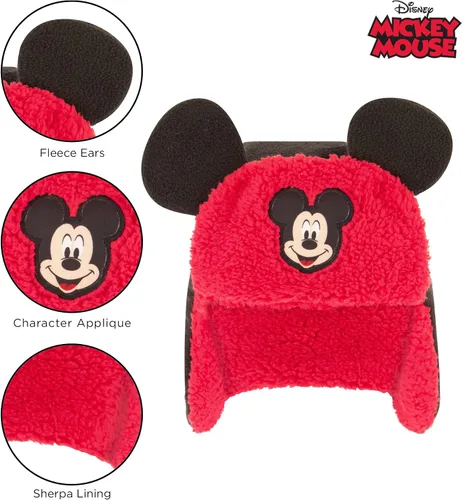 Miniatura 3 de Disney Mickey Mouse - Gorro de invierno con forro Sherpa y manoplas para niños Mickey Mouse 2-4T de EE UU Mickey Mouse