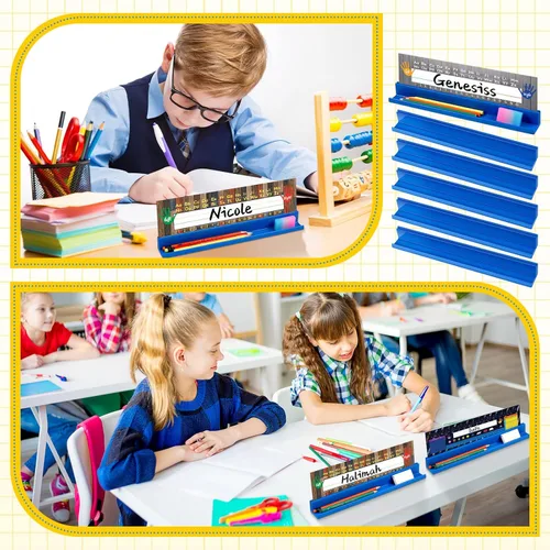 Miniatura 6 de PerKoop 5 Pcs Classroom Desk Name Plates Holder for Student Index Cards Storage Kids Desk Accessories Desktop Prop and Station Guard Panels