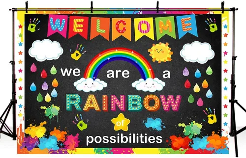 Miniatura 4 de AIBIIN Fondo de 7 x 5 pies con texto en inglés «We are a Rainbow of Posibilitys» («We are a Rainbow of Posibilitys»