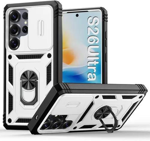 Miniatura 58 de PASNEW Funda para Samsung Galaxy S22 Ultra 5G, cubierta de cámara deslizante y soporte de dedo de metal giratorio de 360°, militar, resistente, a