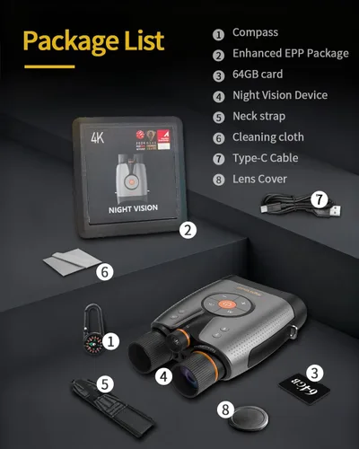 Miniatura 10 de Binoculares de visión nocturna 4K UHD con control inteligente de aplicación, gafas de visión nocturna con rango de visión de 3940 pies, foto a todo