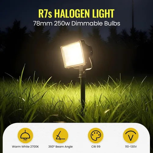 Miniatura 2 de Bombillas halógenas de 250 W, R7s 3.071 in, 3.1 pulgadas, T3, 2700 K, blanco cálido, tipo J, doble extremo, 120 V, regulable, para trabajo