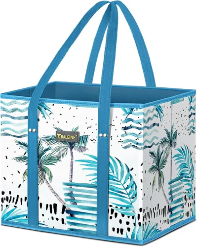 Miniatura 12 de BALEINE Paquete de 3 bolsas de comestibles reutilizables, bolsas de compras plegables para comestibles con parte inferior reforzada y asas