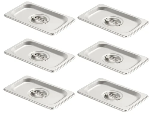 Miniatura 12 de CURTA Paquete de 6 sartenes antiatascos para hotel, tamaño 1/6 de 6 pulgadas de profundidad, bandeja comercial NSF de acero inoxidable 18/8