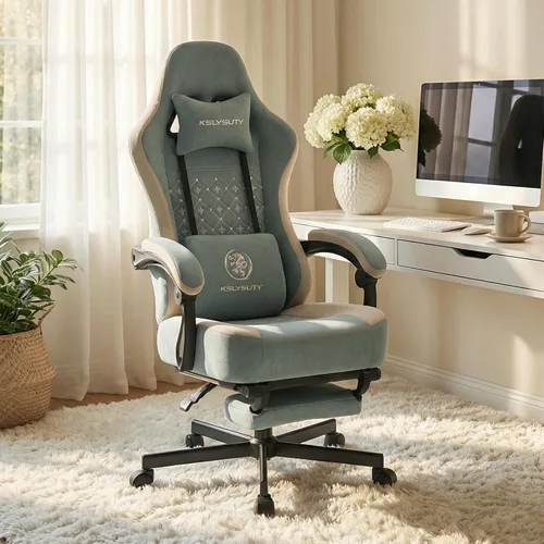 Miniatura 12 de Silla de oficina para oficina en casa, silla de escritorio ergonómica con cojín de resorte de bolsillo, silla de juegos de cuero transpirable
