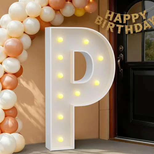 Miniatura 43 de IMPRSV Letras de mosaico iluminadas de marquesina, 4 pies para globos y fiestas, decoración de kit de arco
