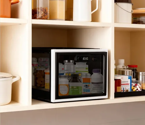 Miniatura 8 de Caja de seguridad para medicamentos seguros, caja de almacenamiento con cerradura de material premium, contenedor organizador con bloqueo y código