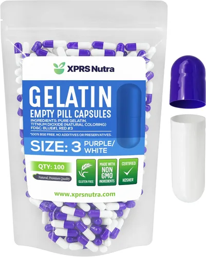 XPRS Nutra Cápsulas vacías tamaño 3 – 100 cápsulas vacías de gelatina – Pastillas de relleno de cápsulas de bricolaje – Cápsulas de gel de píldoras